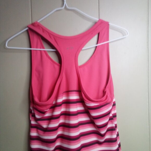 C9 Champion Tank Top M Racer Back Athletic Workout Stripe Pink Black White - Picture 2 of 11
